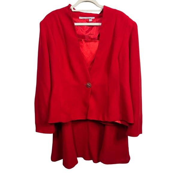 Night Studio Plus 22W Red Suit Set Blazer Skirt - Picture 1 of 16